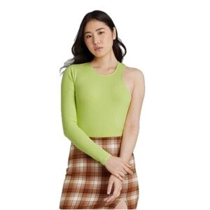 WILD FABLE SIZE X-SMALL LIME GREEN ASYMMETRICAL BODYSUIT NWT